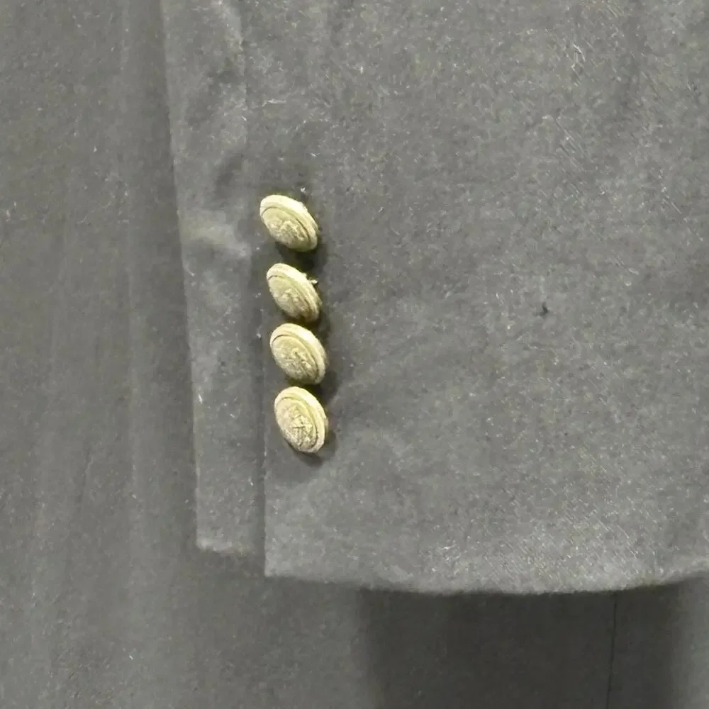 GS Blazer Mens 50 Long Black 2 Button Gold Tone Buttons Lined Jacket Sport Coat
